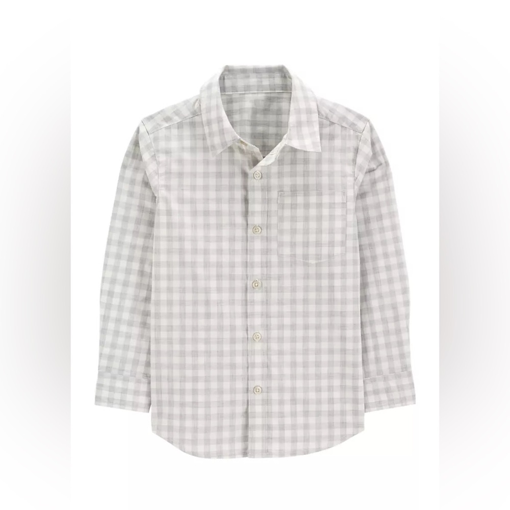 Carter's Plaid Gingham Gray White Shirt 2T button down cotton